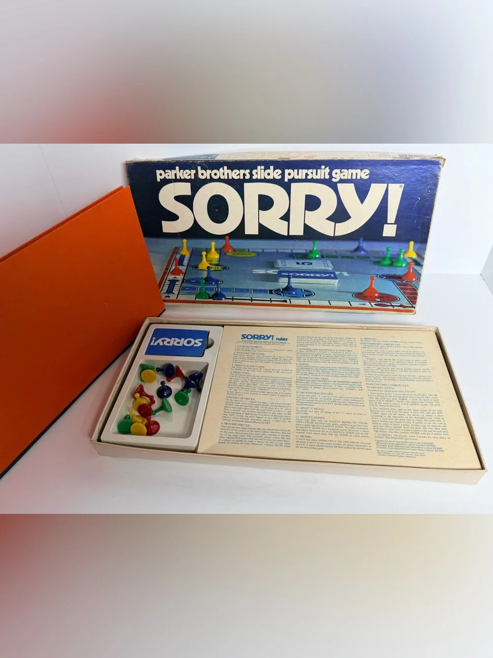 Vintage 1972 SORRY! Board Game Parker Brothers No. 390 Complete Retro 70s